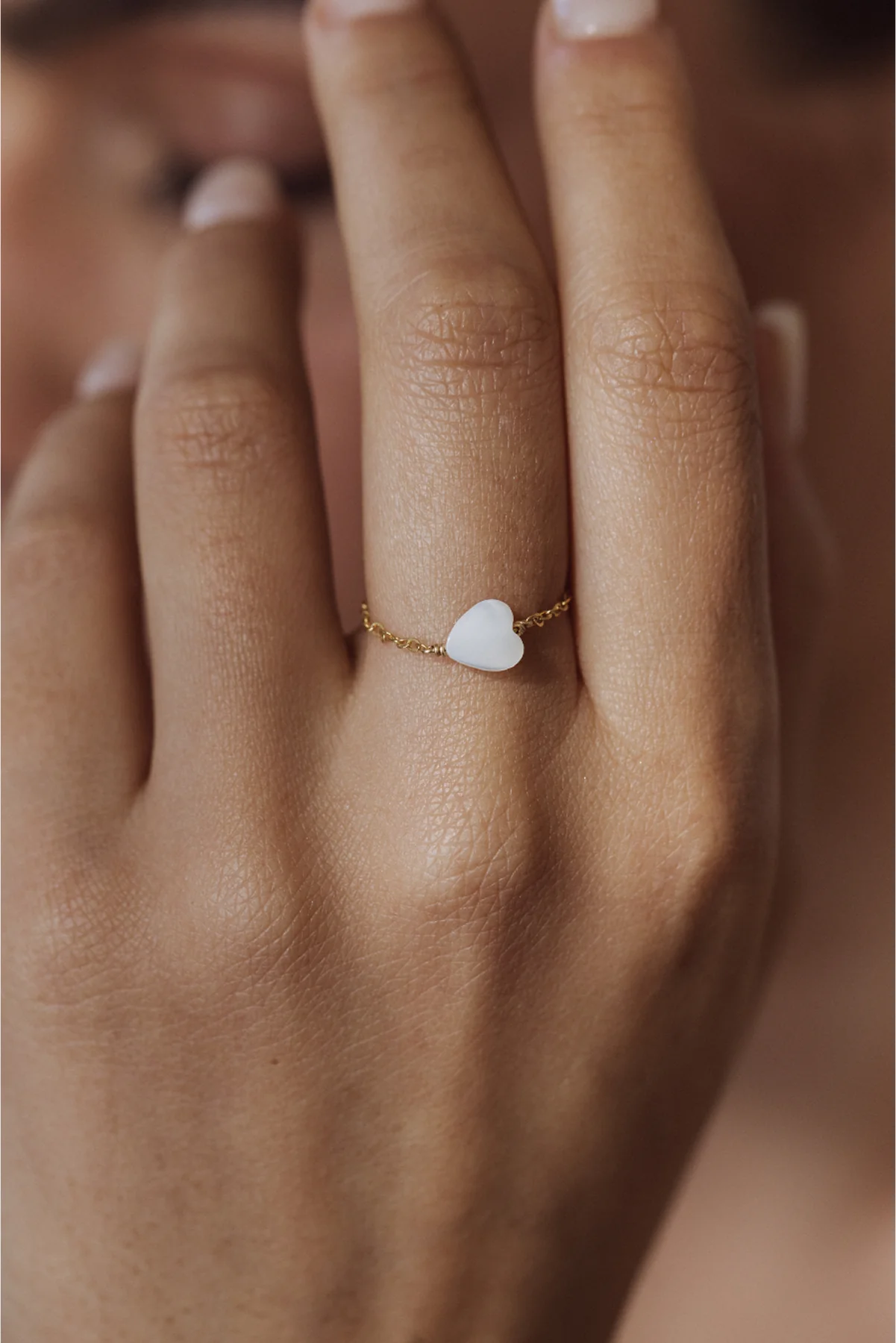 Bague chaînette Coeur - Nacre - Image 4