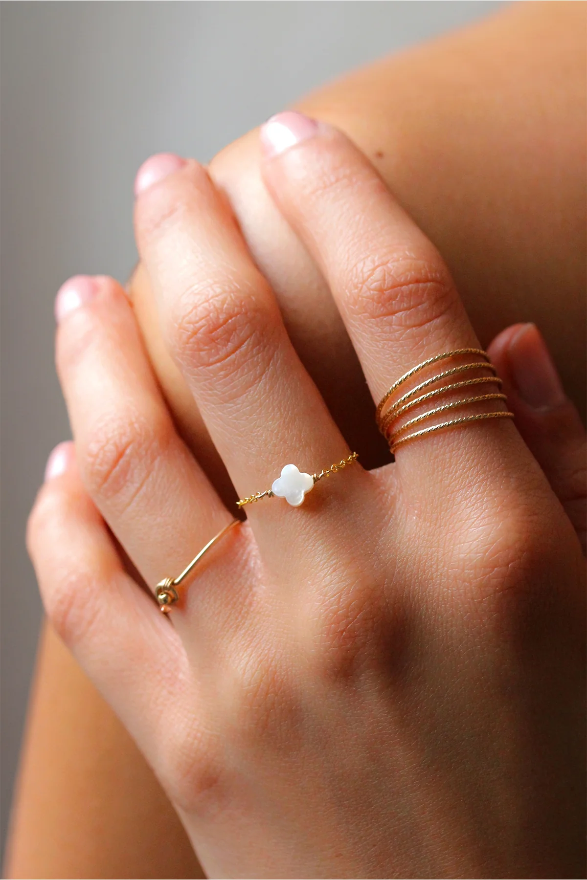 Bague chaînette Swan - Nacre - Image 2
