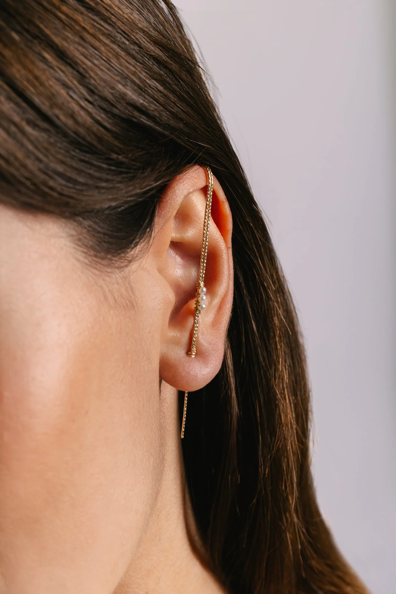 Bijou d'oreille traversant - Perle de culture - Image 2