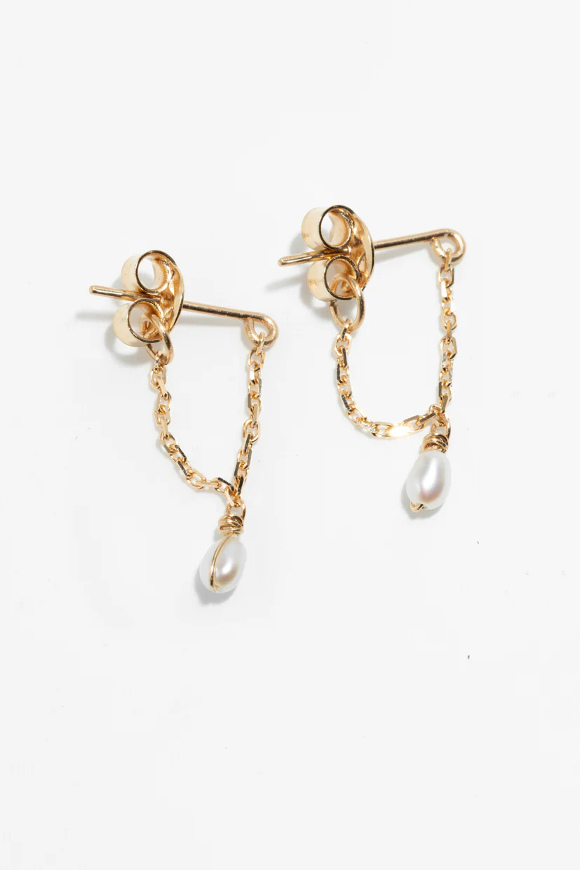 Boucle d'oreille chaînette Mia - Or 750‰ - Perle de culture
