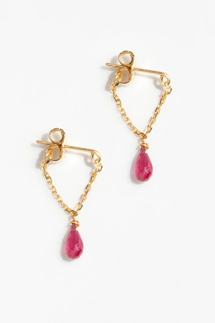 Boucles d'oreilles chaîne Mia essentiel - Or 750‰ Rubis
