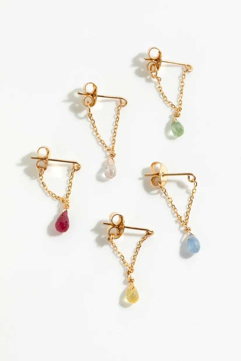 Boucles d'oreilles chaîne Mia essentiel - Or 750‰ Saphir bleu clair - Image 7