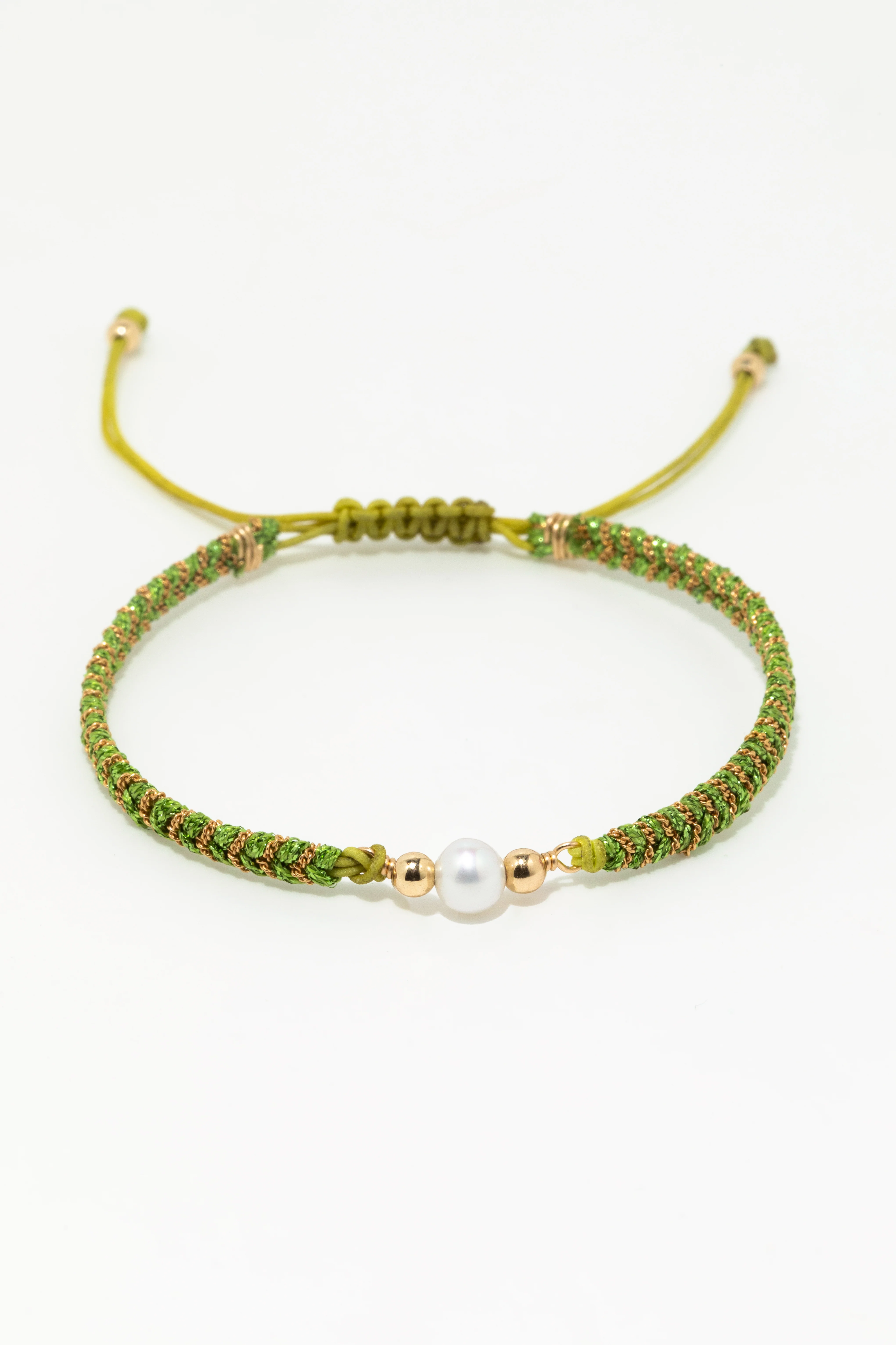 Bracelet Cordon vert Vaiana - Perle de culture